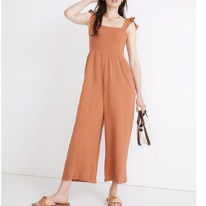 Madewell Lightspun Lucie Flutter-Sleeve Jumpsuit Orange Size 12
